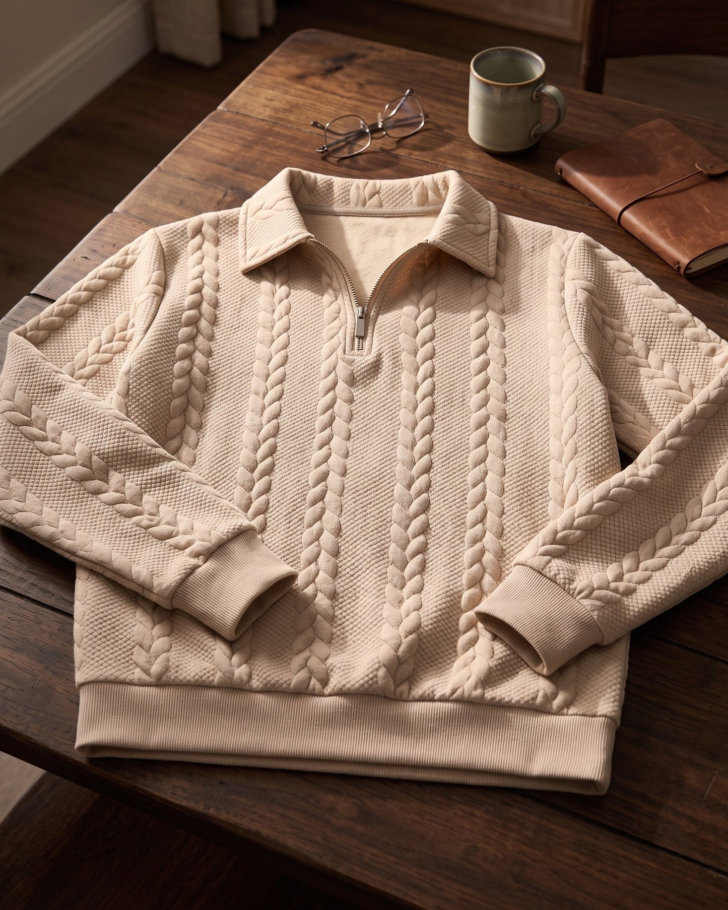 Rinaldo Cable-Jacquard Quarter-Zip